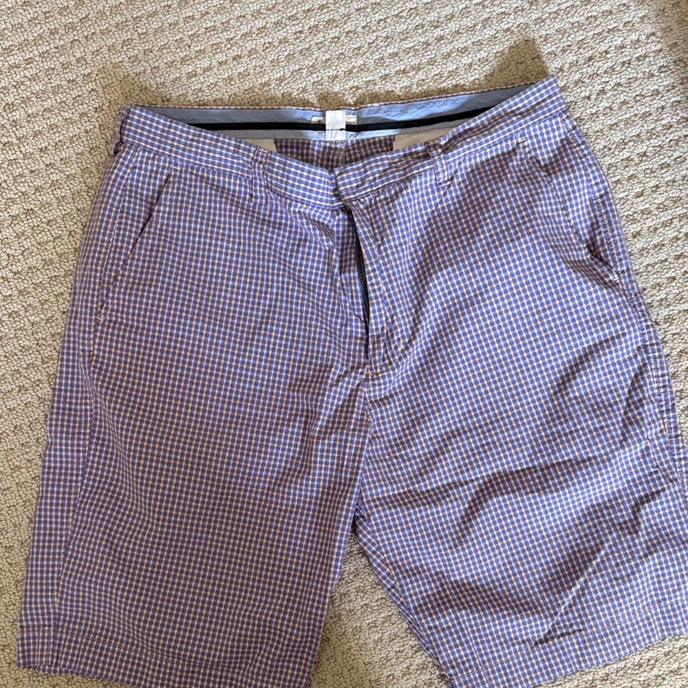 J. Crew Men's Blue and White Gingham Shorts